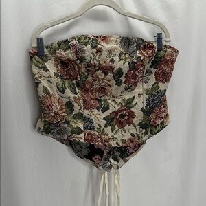 SHEIN Vintage Floral Corset Crop Top - Multicolor